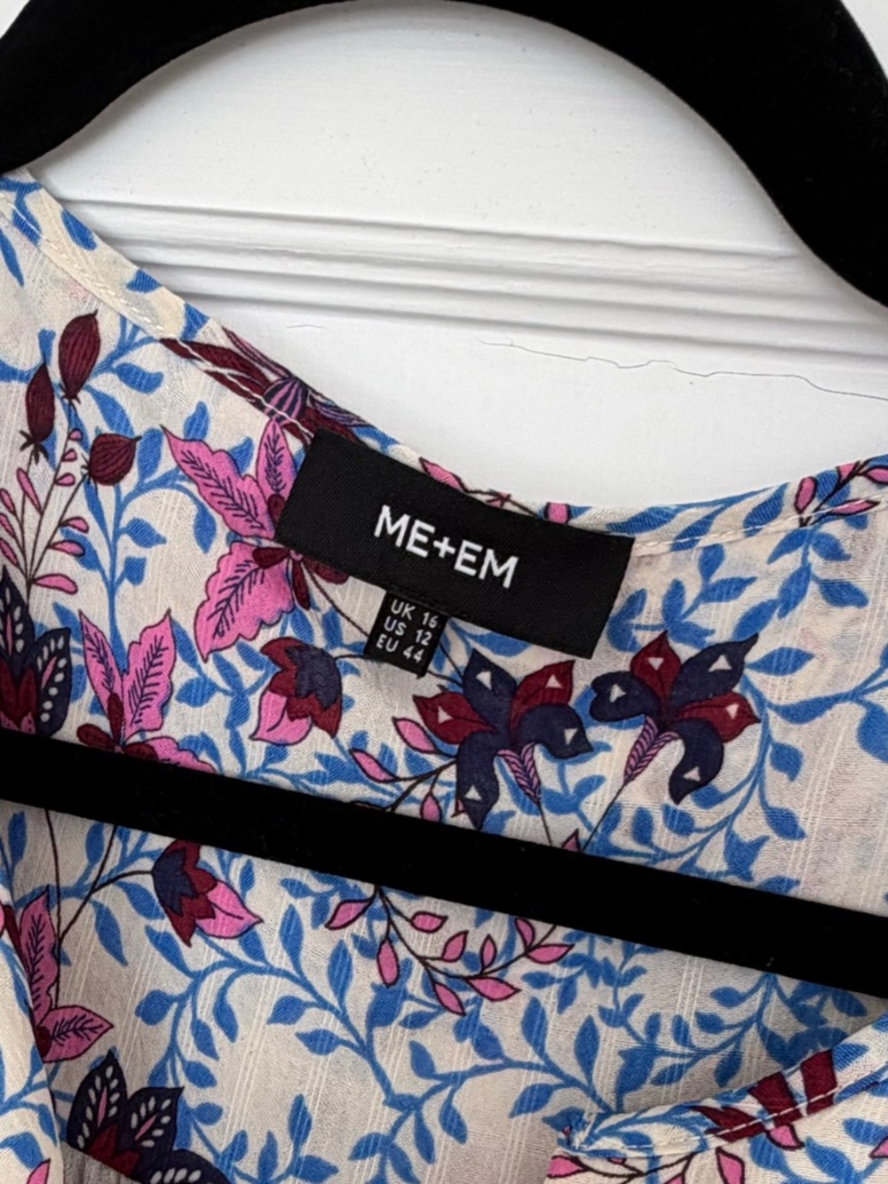 ME+EM Floral Tiered Maxi Dress - White with Pink & Blue Floral